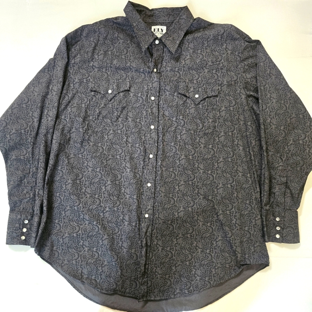 Ely Cattleman Dark Blue Paisley Button-Down Shirt